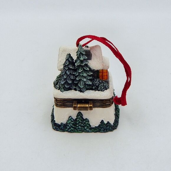 Thomas Kinkade Silent Night Christmas Cottage III Hinge Box Ornament Trinket - Picture 3 of 8